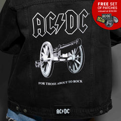 AC/DC - About To Rock - Black Wash Unisex Denim Jacket