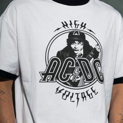 AC/DC - High Voltage - White/Black Ringer Unisex T-shirt