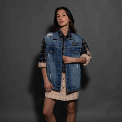 AC/DC - High Voltage - Dark Indigo Unisex Denim Vest