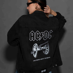 AC/DC - About To Rock - Black Wash Unisex Denim Jacket