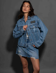 AC/DC - Lightning Bolt - Womens Indigo Denim Jacket