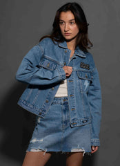 AC/DC - Lightning Bolt - Womens Indigo Denim Jacket