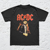 AC/DC - Angus Flames - Black Garment-dyed T-shirt