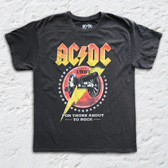 AC/DC - About To Rock Tracklist - Black Vintage T-shirt