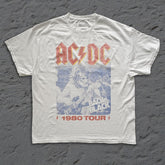 AC/DC - Back In Black Tour '80 - White Vintage T-shirt