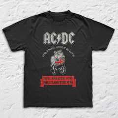 AC/DC - British Bulldog - Black Garment-dyed T-shirt