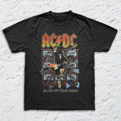 AC/DC - Blow Up Your Video Illustrated - Black Garment-dyed T-shirt