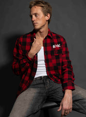 AC/DC - Est 1973 - Black/Red Longsleeve Flannel Shirt