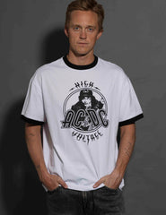 AC/DC - High Voltage - White/Black Ringer T-shirt