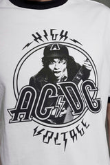 AC/DC - High Voltage - White/Black Ringer T-shirt