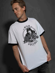 AC/DC - High Voltage - White/Black Ringer T-shirt
