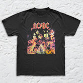 AC/DC - Highway To Hell Flames - Black Garment-dyed T-shirt