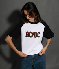 AC/DC - Logo - White/Black Raglan T-shirt