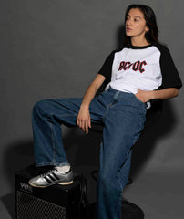 AC/DC - Logo - White/Black Raglan T-shirt