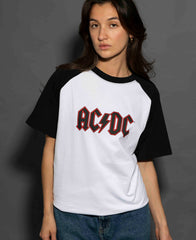 AC/DC - Logo - White/Black Raglan T-shirt