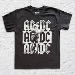 AC/DC - Stacked Logos - Black Vintage T-shirt