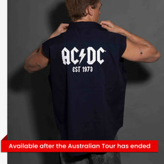 AC/DC - Est 1979 - Navy Unisex Workshirt - Cut-off Sleeves