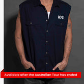 AC/DC - Est 1979 - Navy Unisex Workshirt - Cut-off Sleeves