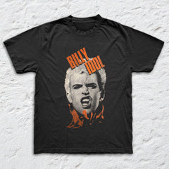 Billy Idol - Flaming Snarl - Black Garment-dyed T-shirt