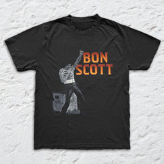 Bon Scott - Vic Park Gig Pointing - Black Garment-dyed T-shirt