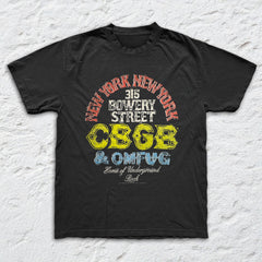 CBGB & OMFUG - 315 Bowery St NY - Black Garment-dyed T-shirt