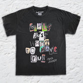 Cyndi Lauper - Girls Just Wanna Letters - Black Vintage T-shirt