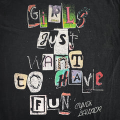 Cyndi Lauper - Girls Just Wanna Letters - Black Vintage T-shirt