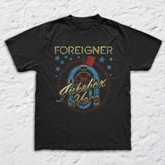 Foreigner - Jukebox Hero - Black Garment-dyed T-shirt