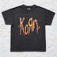 Korn - Burning Logo - Black Vintage T-shirt
