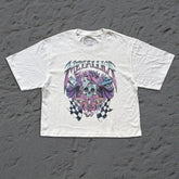 Metallica - Checkered Flag - Womens White Crop