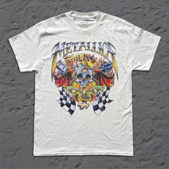 Metallica - Checkered Flag - White T-shirt