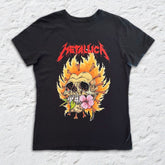 Metallica - Pushead Flower Skull - Womens Black T-shirt