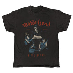 Motorhead - 50 Years Collage - Black Vintage T-shirt