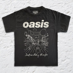 Oasis - Definitely Maybe Sketch - Black Vintage T-shirt