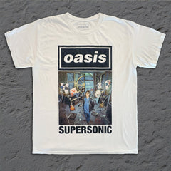 Oasis - Supersonic Photo - White Vintage T-shirt