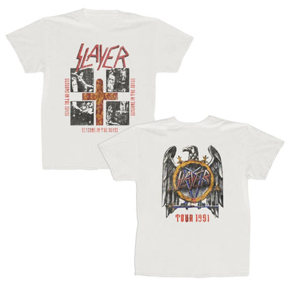 Slayer - Seasons Quad - White Vintage Wash T-shirt