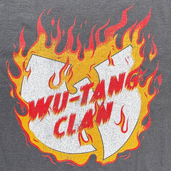 Wu-Tang Clan - Flaming Logo - Faded Black T-shirt