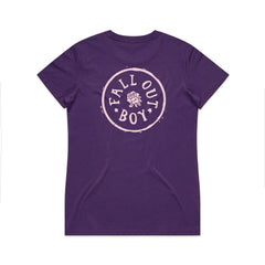 Fall Out Boy - Rose Badge - Womens Purple T-shirt