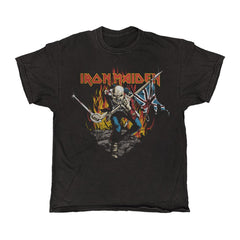 Iron Maiden - Trooper Flames - Black Vintage T-shirt