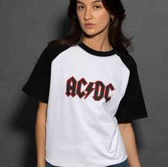 AC/DC - Logo - White/Black Raglan Unisex T-shirt