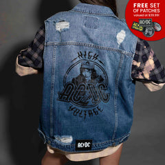AC/DC - High Voltage - Dark Indigo Unisex Denim Vest