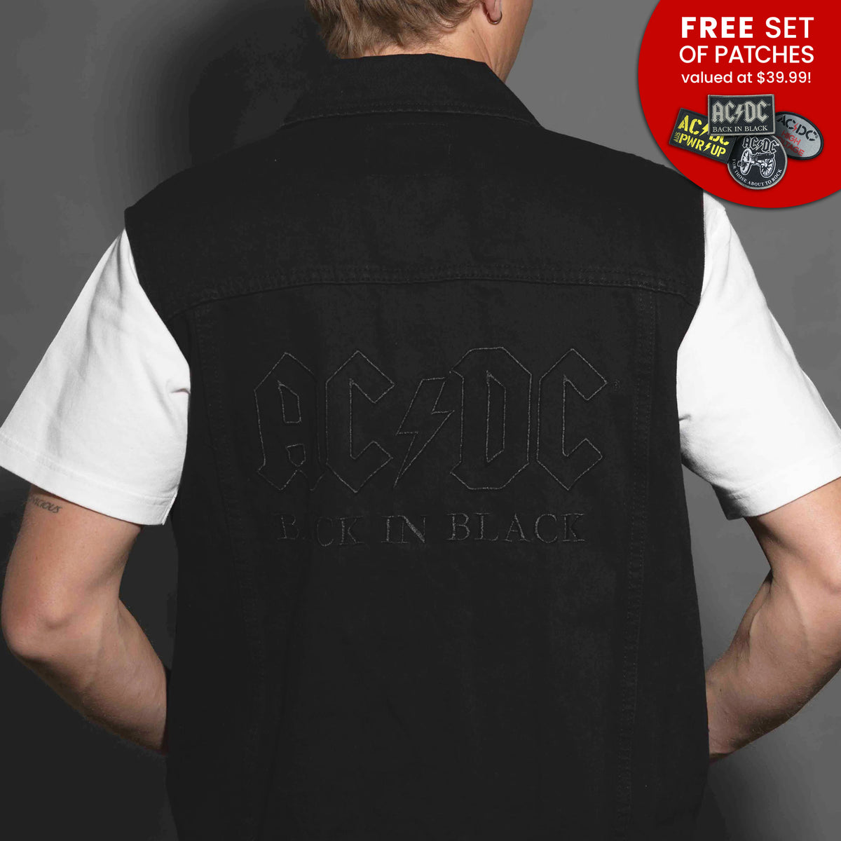 AC/DC - Back In Black - Black Tar Unisex Denim Vest