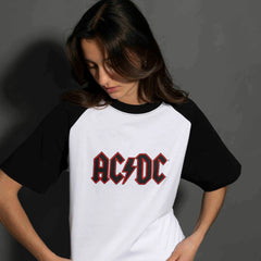 AC/DC - Logo - White/Black Raglan Unisex T-shirt