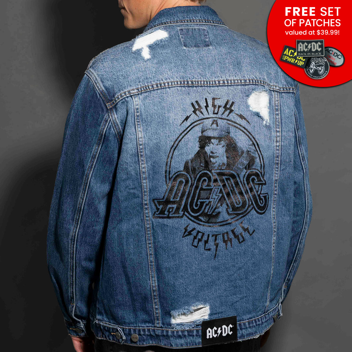 AC/DC - High Voltage - Dark Indigo Unisex Denim Jacket