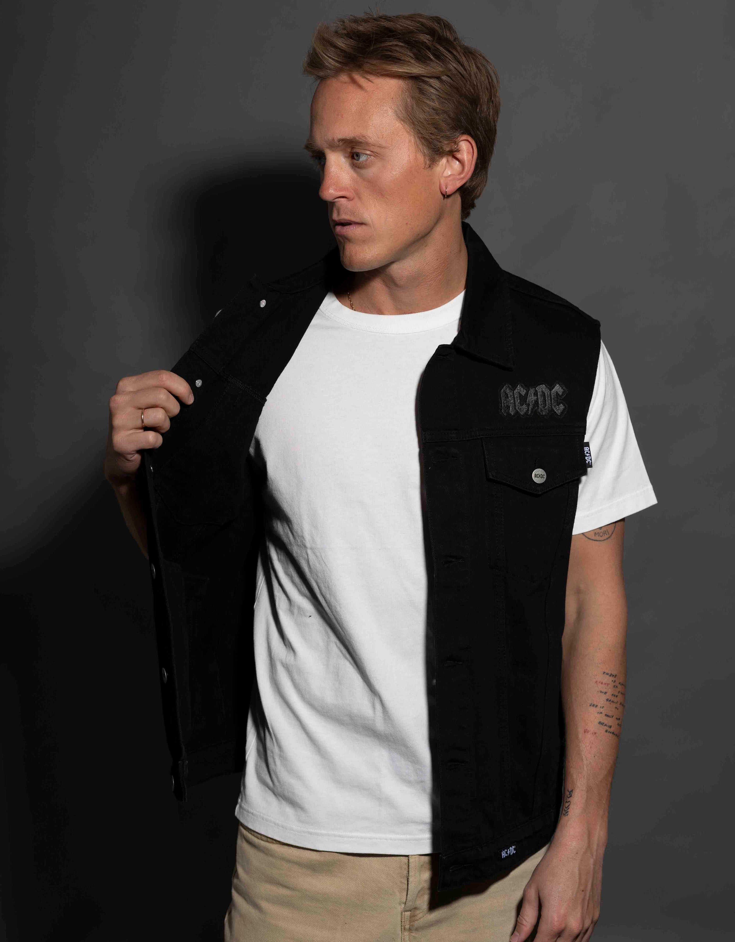 AC/DC - Back In Black - Black Tar Denim Vest