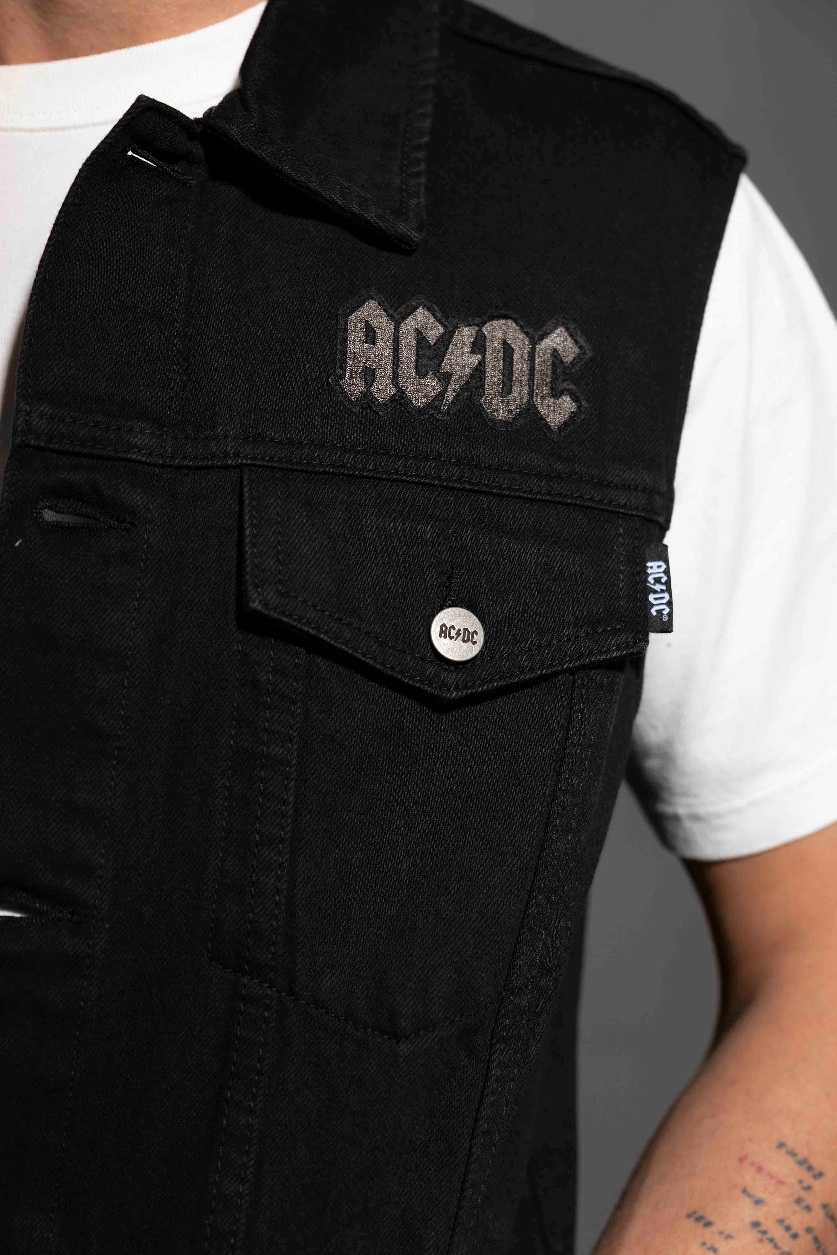 AC/DC - Back In Black - Black Tar Denim Vest