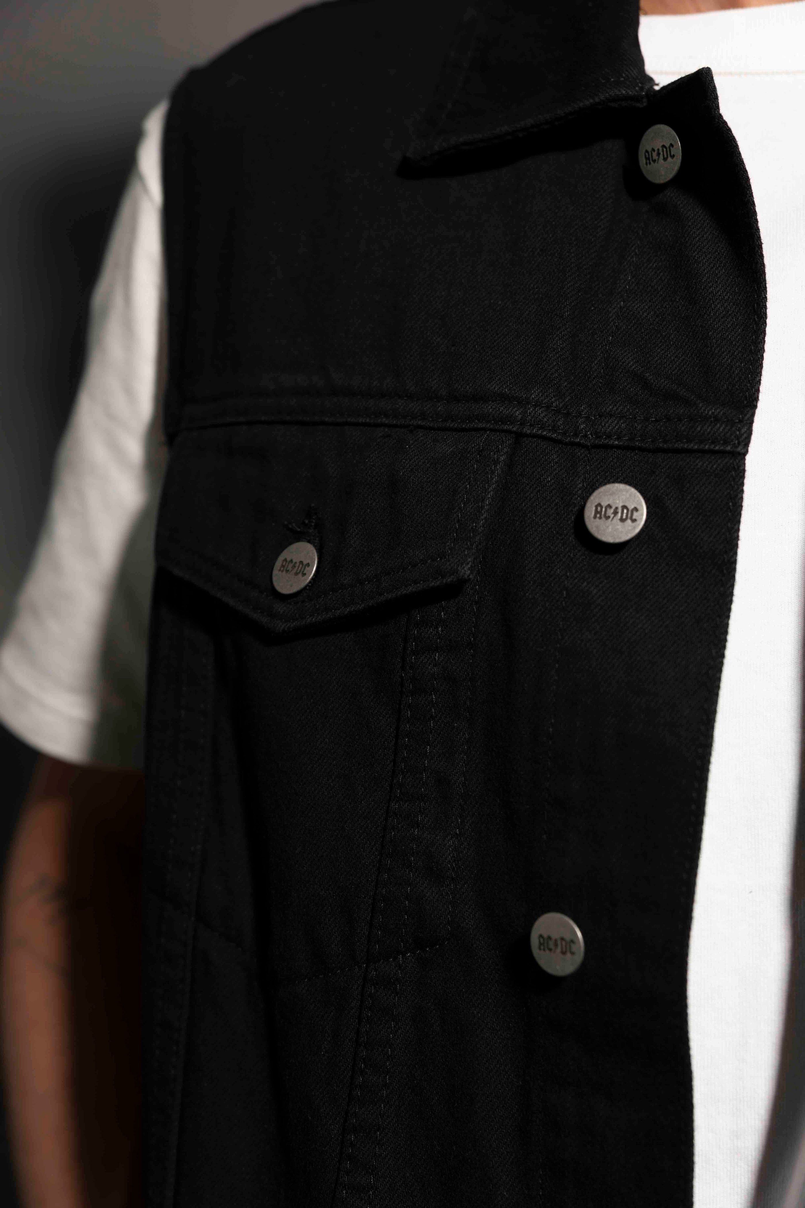 AC/DC - Back In Black - Black Tar Denim Vest
