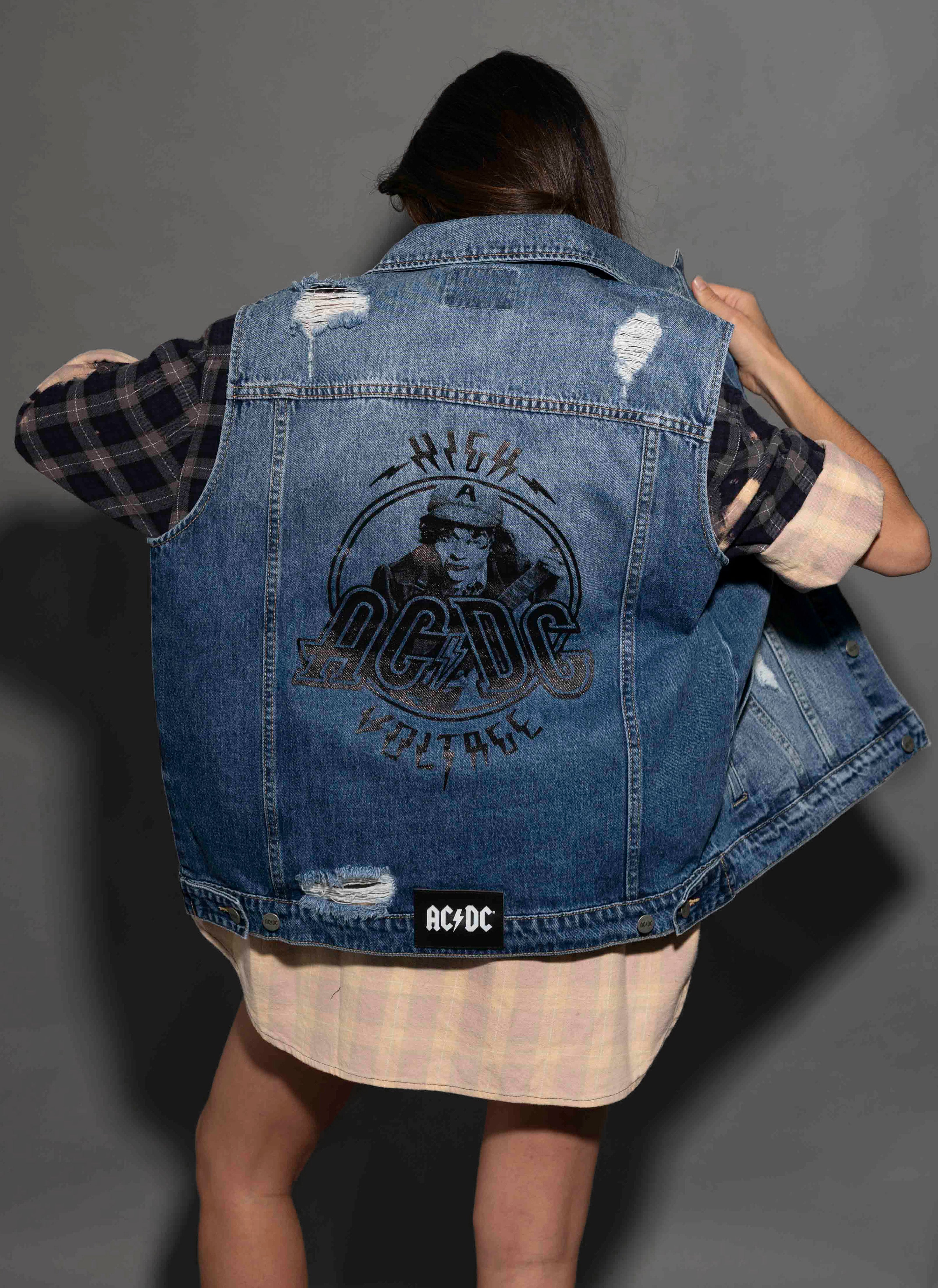 AC/DC - High Voltage - Dark Indigo Denim Vest