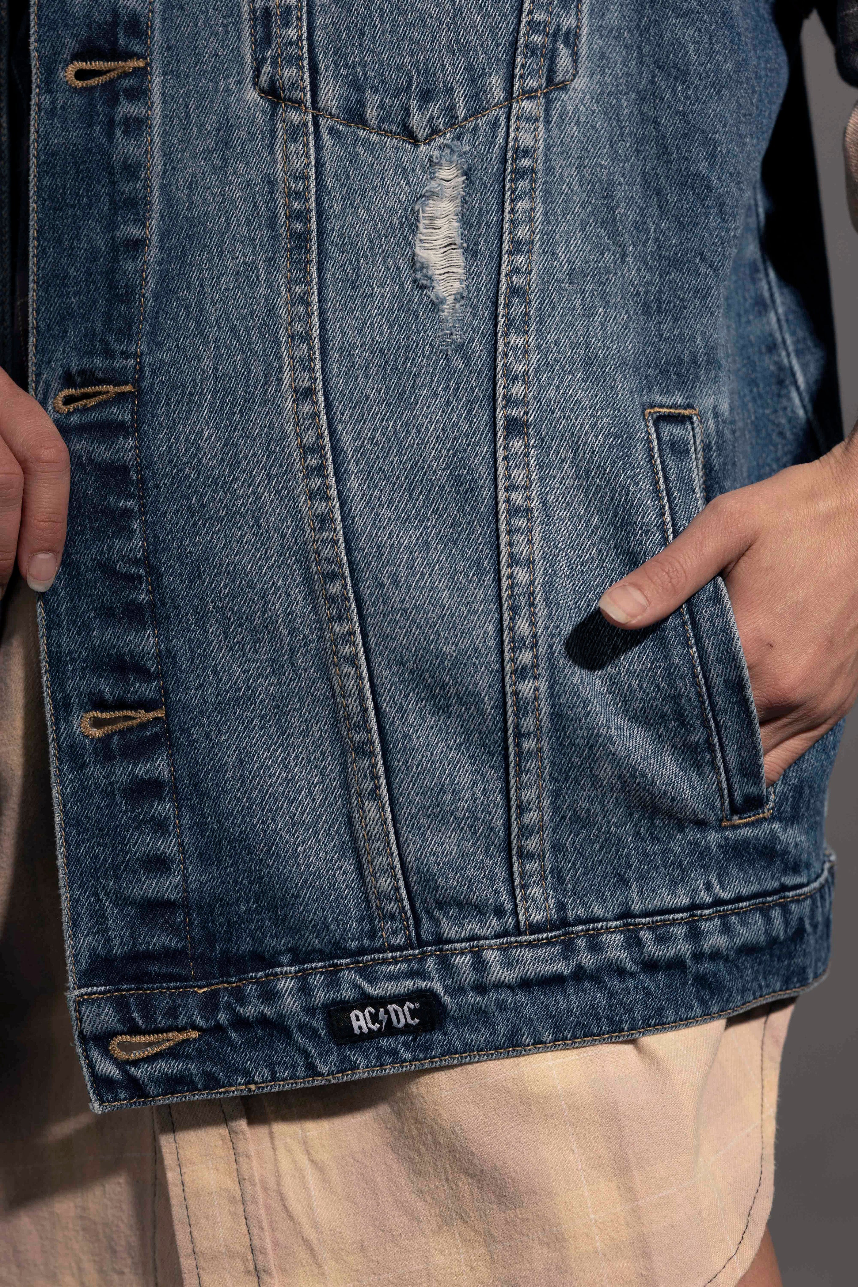 AC/DC - High Voltage - Dark Indigo Denim Vest