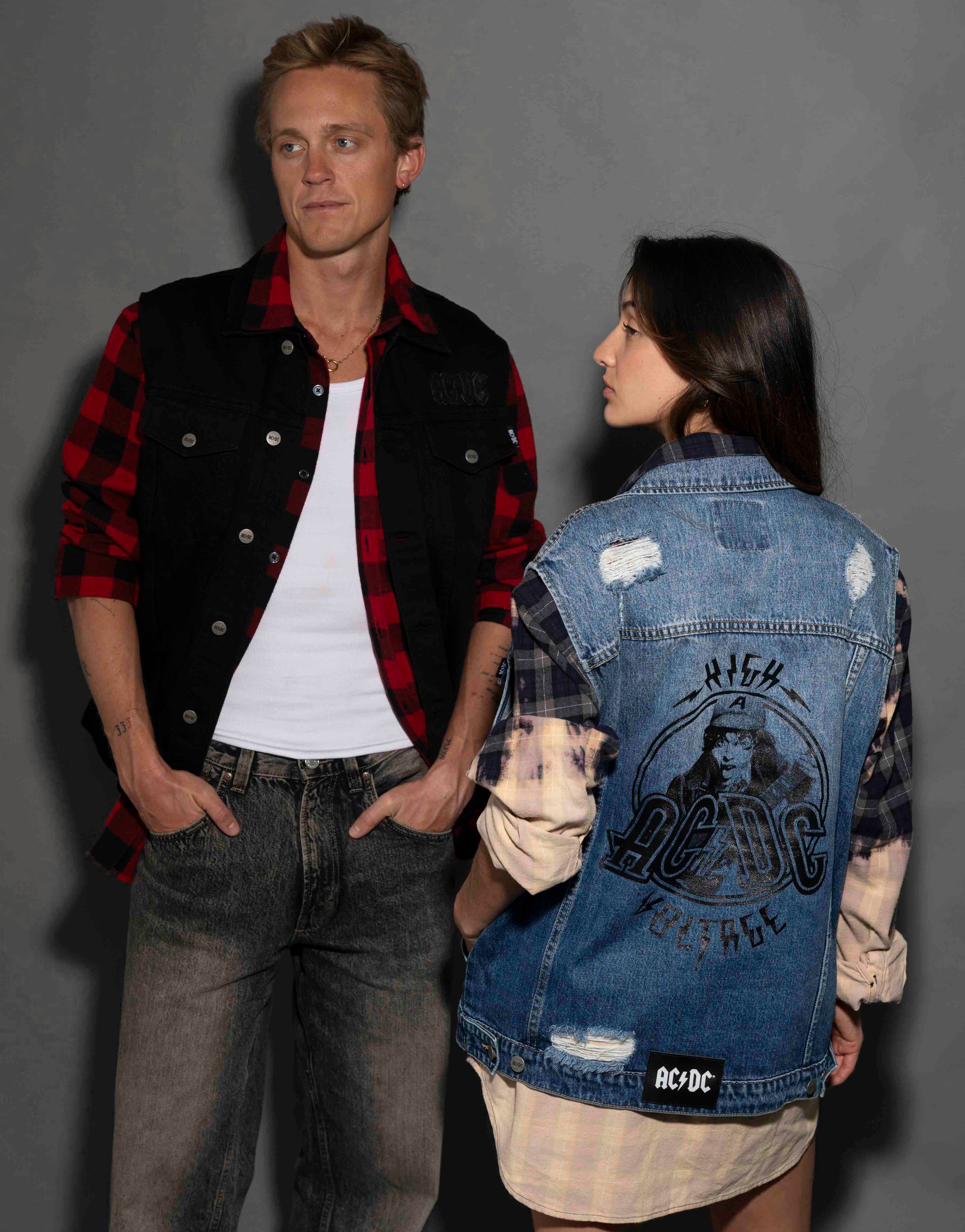 AC/DC - High Voltage - Dark Indigo Denim Vest
